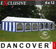 Party tent 6x12 m PVC, Blue/White