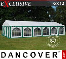Party tent 6x12 m PVC, Green/White