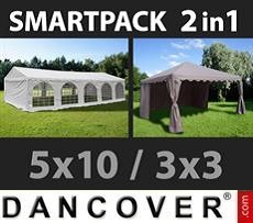 Party tent 5x10 m, White/Gazebo 3x3 m, 
