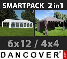 Party tent 6x12 m, White/Gazebo 4x4 m, 
