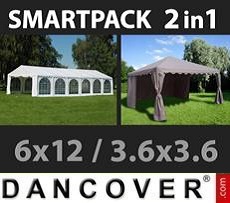 Party tent 6x12 m, White/Gazebo 3,6x3,6 