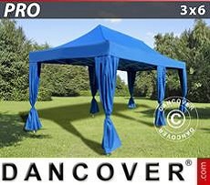 Party tent 3x6 m Blue, incl. 6 decorative curtains